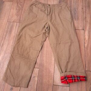 Haband’s Ice House sz 38L 38 L mens Flannel Lined Slacks Pants TAN KHAKI vintage
